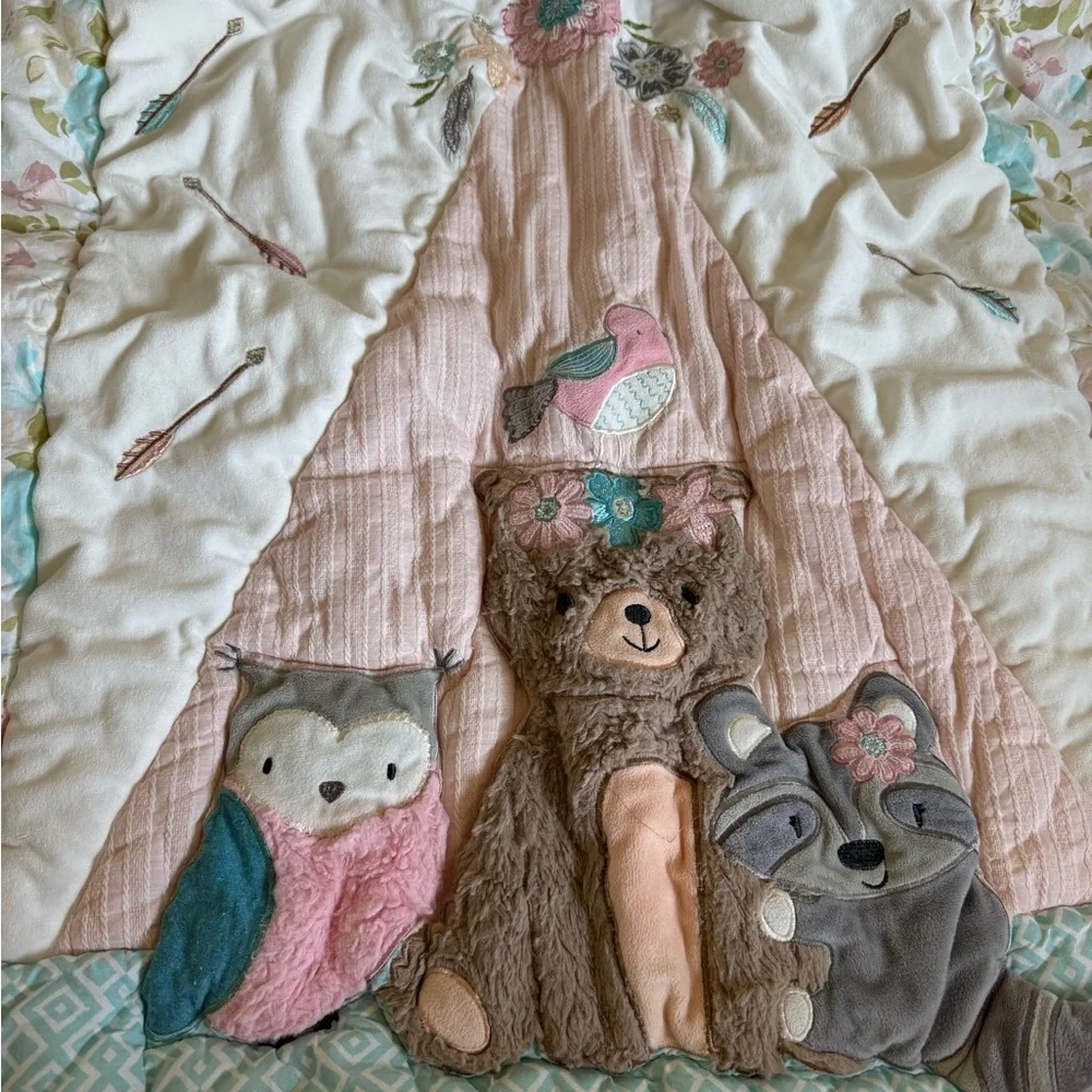Floral and Animal Themed Baby Quilt